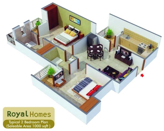 1000 sq ft house design