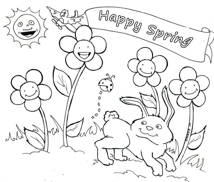 Spring kids coloring pages