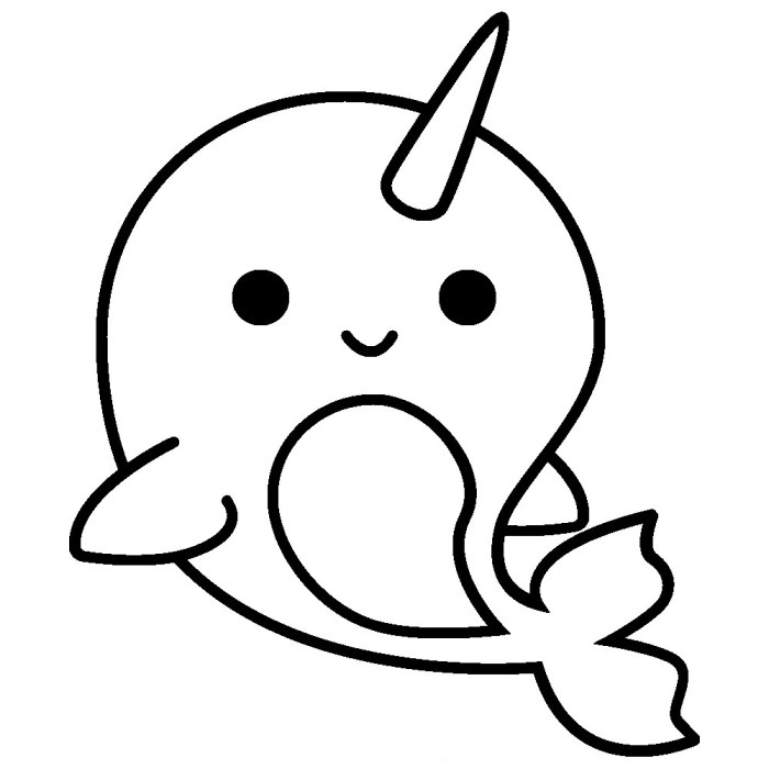 Narwhal coloring pages cute kids