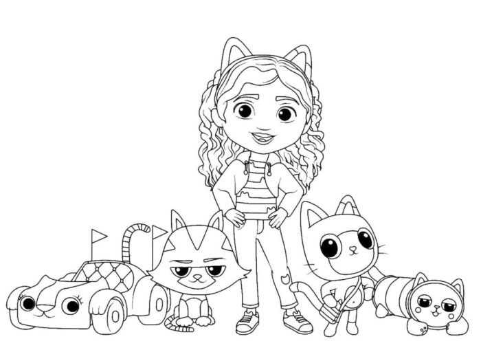 Coloring pages for kids gabby dollhouse