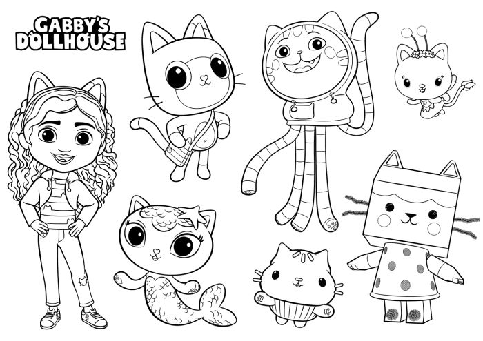 Coloring pages for kids gabby dollhouse