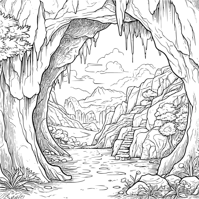 Soldier inside cave coloring page pdf