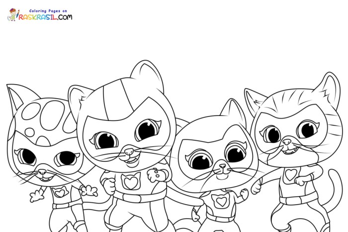 Super kitties coloring pages free print out