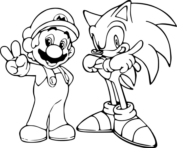 Mario and sonic coloring pages