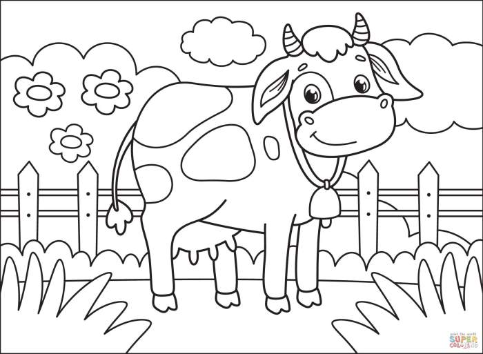 Cow coloring pages for kids