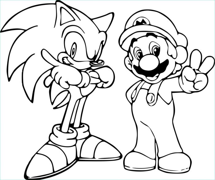 Mario and sonic coloring pages