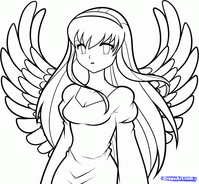 Anime girl draw angel easy drawings coloring pages drawing roblox sketch printable simple step kids color angels print girls fantasy