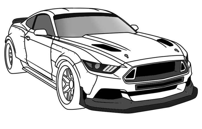 Coloring pages of a mustang