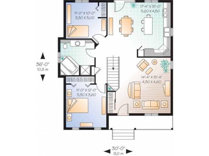 1 storey 2 bedroom house design