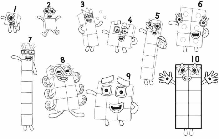 Numberblocks coloring page