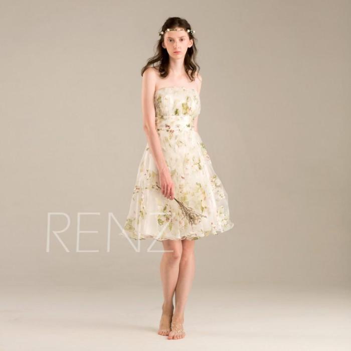 Short sleeve floral dress for wedding