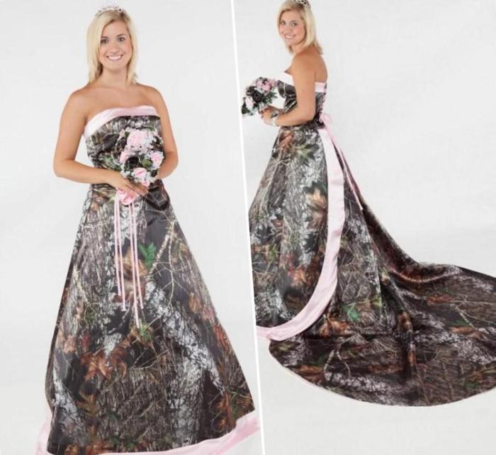 Plus size camouflage wedding dresses