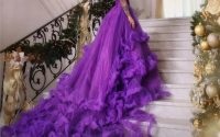 Purple floral wedding dress