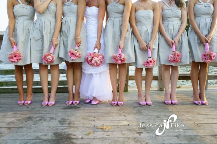 Pink and gray dress for wedding