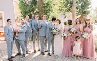 Pink and gray dress for wedding