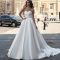 Satin Off-the-Shoulder Long Sleeve Wedding Dress