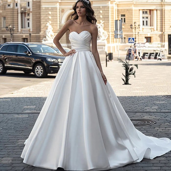 Satin off the shoulder long sleeve wedding dress