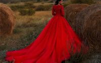 Red dress at a wedding