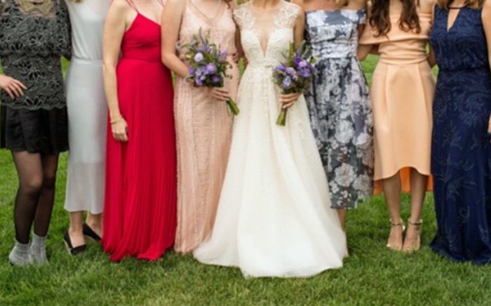 Red dress at a wedding